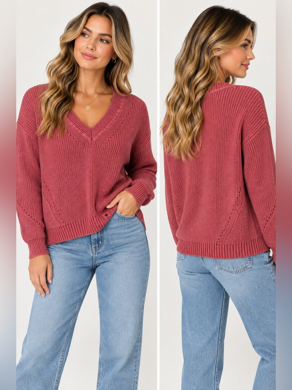 Tommy Bahama Women’s V-Neck Knit Sweater Pink Size Small NWT